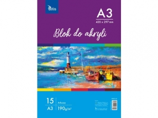 Blok do akryli TETIS A3 15k. 190 g/m2