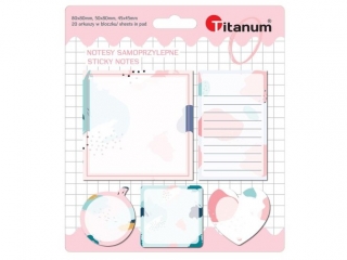 Notes samoprzylepny TITANUM Memphis mix 5 bloczk�w x 20k.