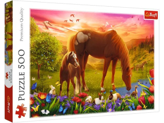 Puzzle  500 TREFL Konie na ��ce