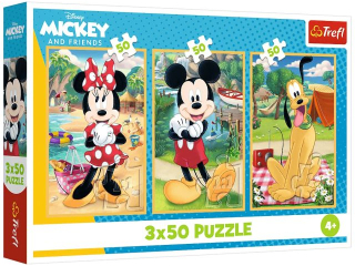 Puzzle   "3x50" TREFL Myszki na wakacjach / Disney Mickey Mouse and Friends