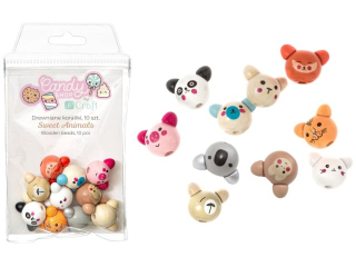 DREWNIANE KORALIKI, 2 CM, 10 SZT. - SWEET ANIMALS