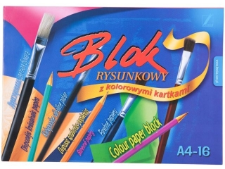 Blok rysunkowy kolorowy A4 16k. 80g KRESKA
