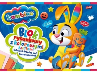 Blok rysunkowy z kolorowymi kartkami A4 16 kartek ok�adka kredowana 80 g/m2 ZWIERZAKI UCZNIAKI [opakowanie=10szt]