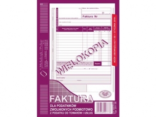 Druk 201-3E Faktura dla podatnik�w zwolnionych podmiotowo z 