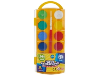 Farby akwarelowe ASTRA 12 kolor�w 24mm z zawieszk�  SUPER-HURT