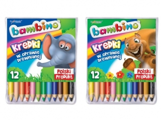 Kredki BAMBINO w opr.drew. 12 kol. d�. 15 cm bez temper�wki [opakowanie=8szt]