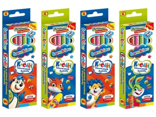 Kredki BAMBINO w oprawie drewnianej  6 kolor�w +temper�wka