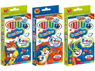 Kredki BAMBINO w oprawie drewnianej 10 kolor�w +temper�wka
