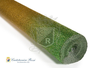 Krepina W�oska Cartotecnica Rossi 180g/m² 801/2 metalizowana z�ota-zielona, 50cm x 250cm