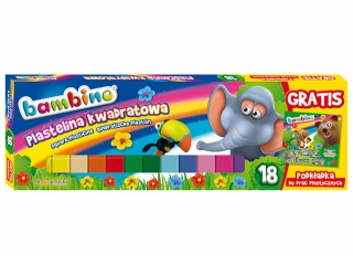 Plastelina BAMBINO 18 kolor�w kwadratowa +gratis podk�adka p